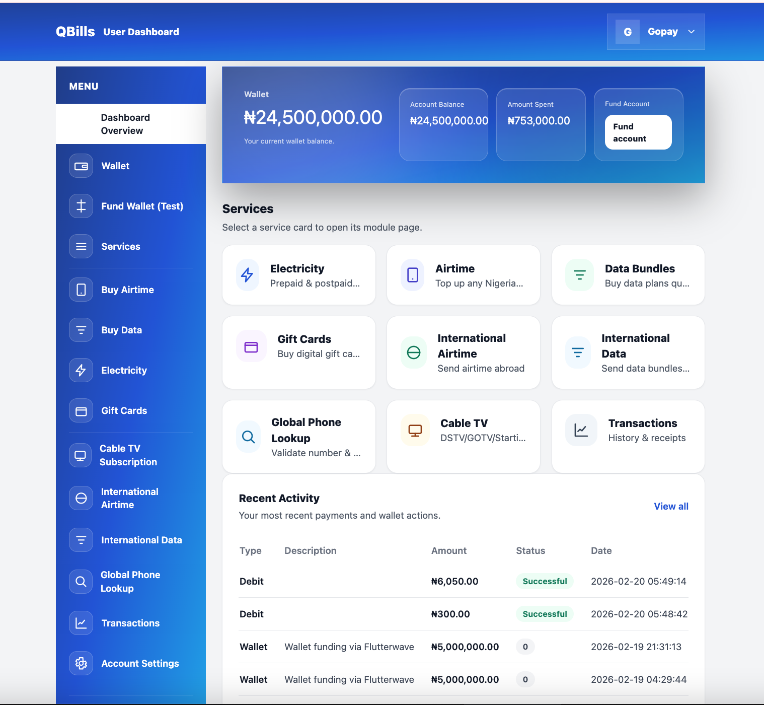 QBills platform preview